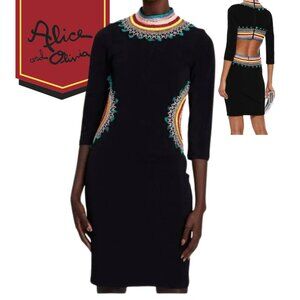 $495  Alice +Olivia Tamson Embroidered Open Back Dress. Size 2.